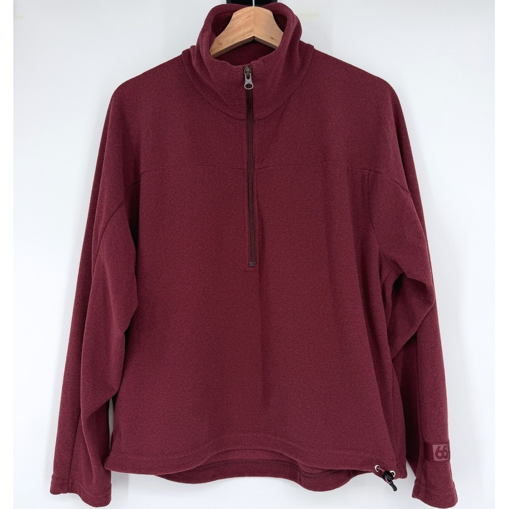 66 North Iceland Burgundy Half Zip Pullover Fleece Sz L Boxy Warm - Picture 1 of 7